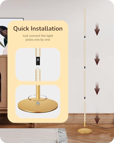 EDISHINE LED Corner Floor Lamp, Modern Slim Dimmable Light, Adjustable Height, 57.5" Minimalist Tall Lamp for Living Room,...