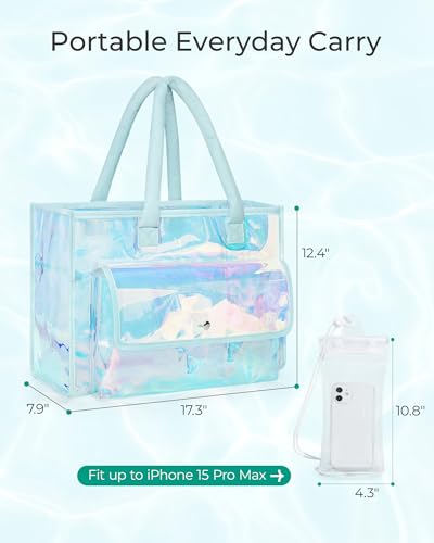 Bagsmart Waterproof Beach Bag for Women with Phone Pouch, Large Tote Bag for Pool, Travel and Vacation