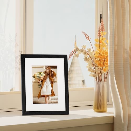 Vittanly 8x10 Picture Frame Set of 4, Display Pictures 5x7 with Mat or 8x10 without Mat, Engineered Wood with Shatter Resi...