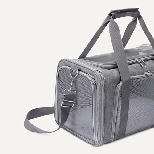 Amazon Basics Soft Cat & Dog Carrier with Adjustable Shoulder Strap, Airline-Approved, Foldable and Portable Design, Mesh ...