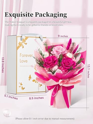 Flomoon Preserved Flowers Bouquet, Forever Flowers for Delivery, Mothers Day Long-Lasting Real Roses Bouquet, Anniversary ...