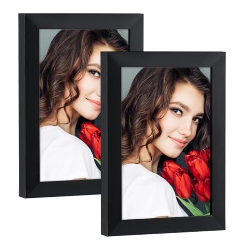 LBECUA 4x6 Picture Frame Set of 2, Wooden Picture Frames with HD Plexiglass Display Photo 4x6, Horizontal and Vertical for...