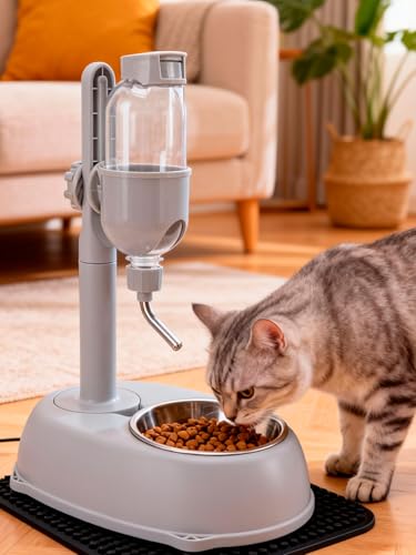Chazcool Pet Water Dispenser, Pet Standing Water Dispenser Bowl, 2 in 1 500ml Multifunctional Detachable Height with Stand...