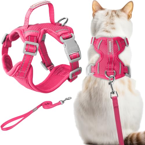 Cat Harness and Leash Set Escape Proof for Kitten Walking, Soft Adjustable Top Handle Vest Harnesses for Cats, Easy Contro...