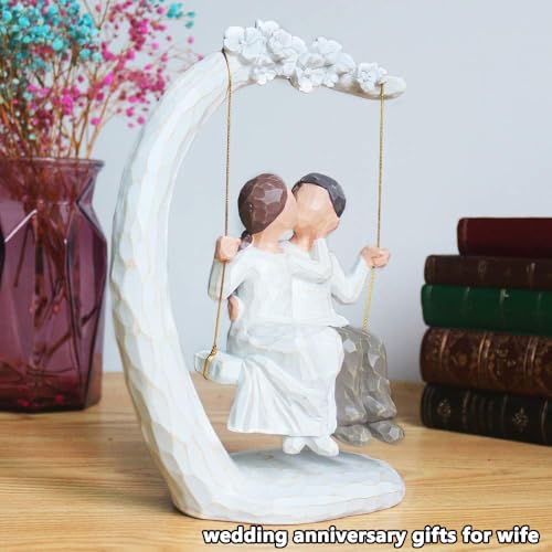 jinhuoba Romantic Wedding Couple Figurines, Hand Painted Loving Together Sculpture, Best Valentine Marriage Anniversary We...