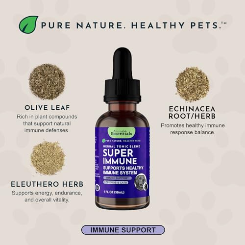 Animal Essentials Super Immune - Dog & Cat Immune Support for Puppies with Olive Leaf Extract & Echinacea, Olive Root for ...