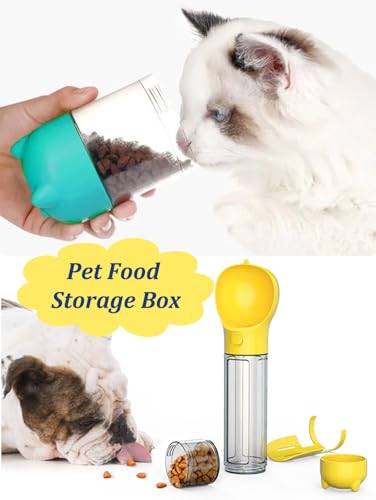16.9oz Portable Pet Water Bottle Food Container,Travel Drink Feeder Cup Food Dispenser with Poop Shovel 17Pcs Waste Bag,fo...