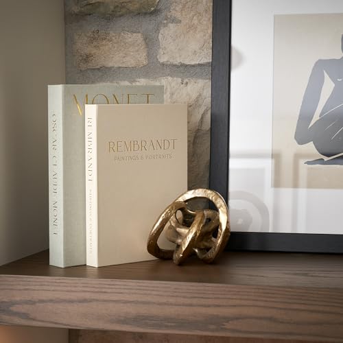 ZICOTO Set of 2 Beautiful Decorative Linen Books - Aesthetic Faux/Fake Books for Modern Home Decoration on Coffee Table, B...