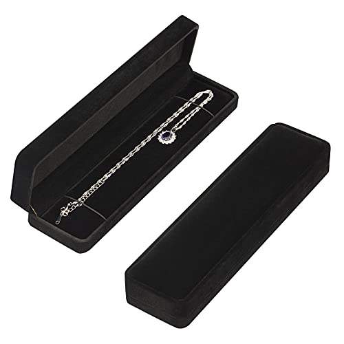 LETURE 2 Pieces Long Velvet Jewelry Chain Necklace Gift Box Set, Bracelet Storage Case, Jewellry Display Box for Wedding, ...
