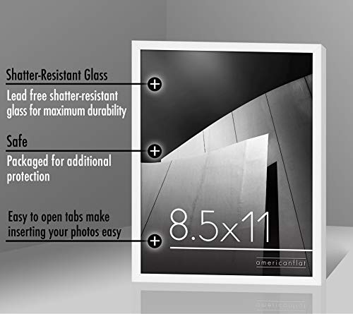 Americanflat 8.5x11 Picture Frame with Shatter-Resistant Glass - Streamline Collection - Thin Border Photo Frame for Table...
