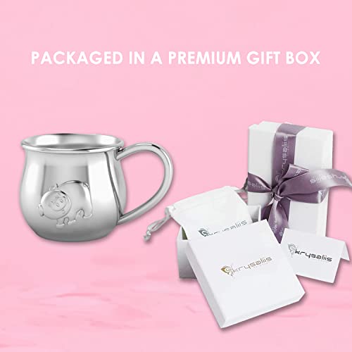 Krysaliis Silver Plated Bulge Piggy Cup for Baby - Elegant Engravable Personalized Cup Keepsake Gift - Crafted with Silver...