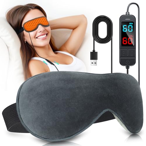 Visader Heated Eye Mask for Dry Eyes, Stye & Migraines Relief - USB Electric Warm Compress with 20 Temp/Time Settings, Was...