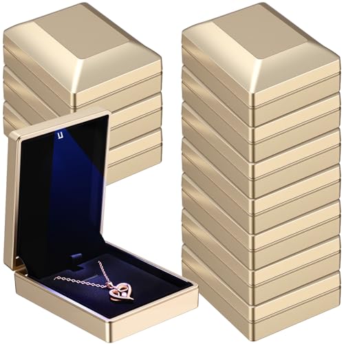 Landical 10 Pcs Pendant Necklace Box with LED Light Velvet Necklace Case for Pendant Bracelet Ring Earring, Jewelry Storag...
