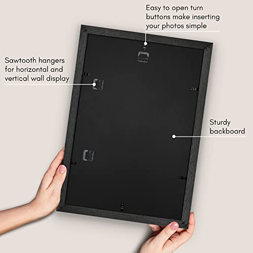 Americanflat 13x19 Picture Frame with Shatter-Resistant Glass - Use as 11x17 Frame with Mat or Display 13x19 Photo Without...