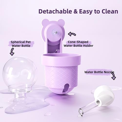 Vacuum-Sealed Leak-Proof Whisper-Quiet Hamster Water Bottle 3.72oz, Wall-Mounted & Free-Standing for Glass Tanks & Wire Ca...