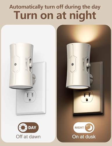 fesnne Night Light, LED Night Lights Plug into Wall, [2 Pack] Warm White 3000K, 0-100LM Adjustable Brightness Light Sensor...