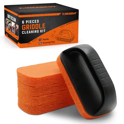6-Piece Griddle Cleaning Kit for Blackstone, Flat Top Grill Cleaning Kit Non-Scratch Scouring Pads for Kitchen - 5 Scrubbe...
