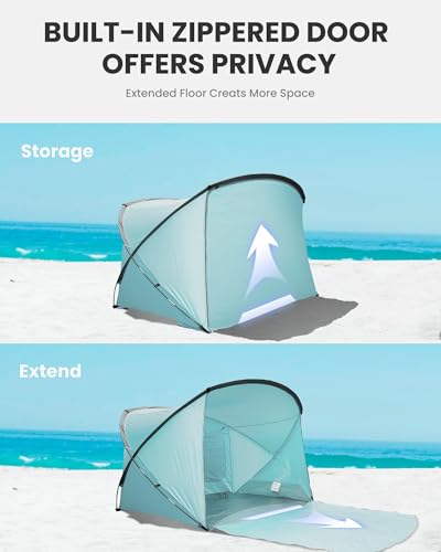 OutdoorMaster Updated Beach Tent for 3-4 Person - Easy Setup and Portable Beach Shade Sun Shelter Canopy with UPF 50+ UV P...