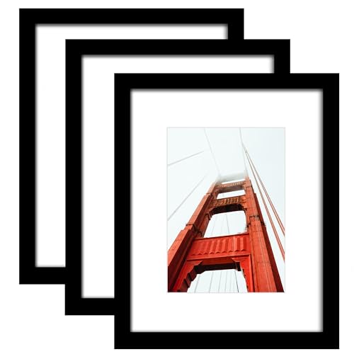 Wiscet 8x10 Picture Frame Set of 3, Display Pictures 5x7 with Mat or 8 x 10 without Mat, Photo Frame for Wall Mounting or ...