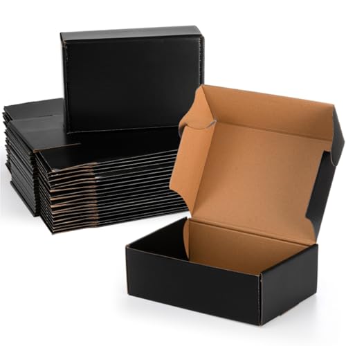 Dicunoy 30 Pack CardBoard Boxes, 9 x 6 x 3 Inches Small Shipping Boxes, Black Corrugated Cardboard Box for Mailing Packing...