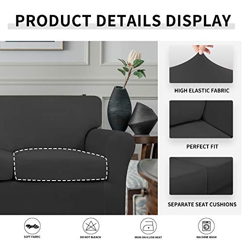 Easy-Going 4 Pieces Stretch Soft Couch Cover for Dogs - Washable Sofa Slipcover for 3 Separate Cushion Couch - Elastic Fur...