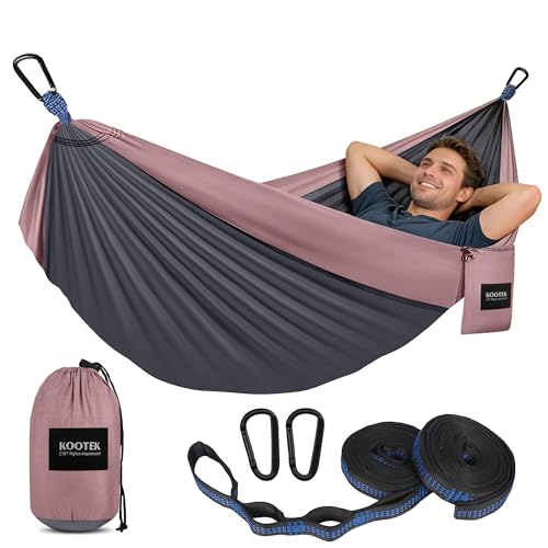 Kootek Camping Hammock, Portable Hammocks with Tree Straps & Attached Carry Bag, Camping Essentials Gear, Perfect for Outs...