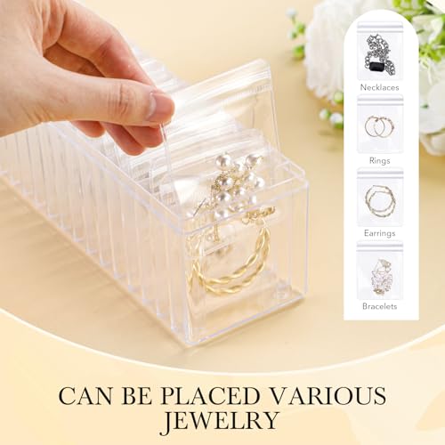 Kenning 42 Pcs Acrylic Jewelry Case Organizer, Clear Jewelry Organizers Holder with Portable Anti Tarnish Storage Bags for...