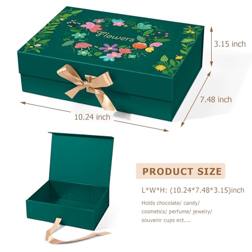 Giflsaidsprest Gift Box with Lid，10.24x7.48x3.15 Gift Boxes for Presents with Ribbon and Magnetic Closure，Valentine's，Moth...
