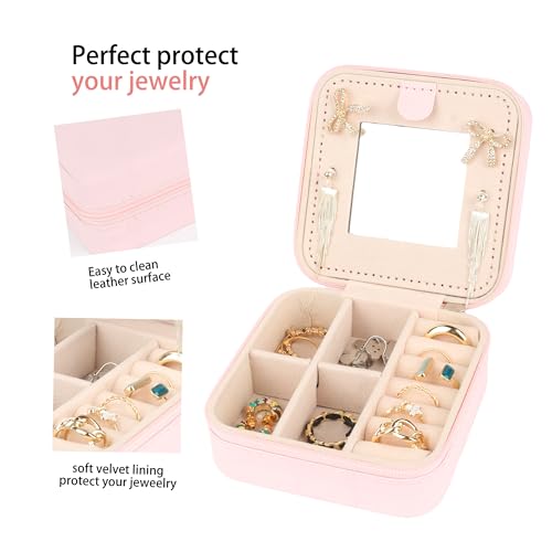 losensild Travel jewelry case Travel jewelry box Organizer with Mirror,Small Jewelry Box Organizer, Gift for Women Girls,...