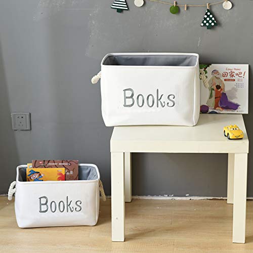 INough Book Basket for Kids Room, Book Storage Basket Book Organizer for Nursery Room Classroom Library Book Storage Box C...