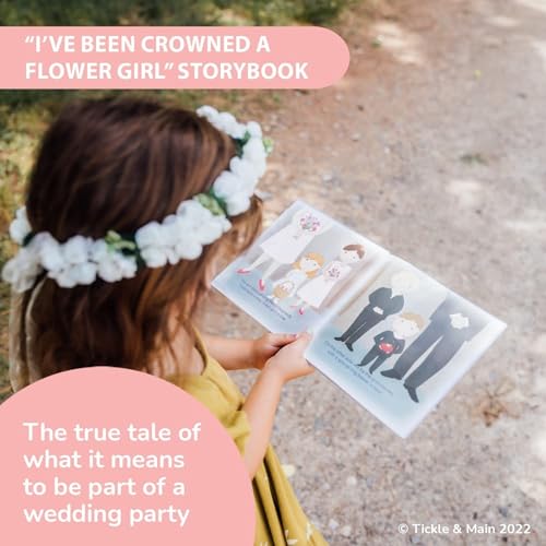 Tickle & Main Personalized Flower Girl Proposal Book & Crown Set - Silk Organza Floral Headband, Ages 1+ - Gift Box - Than...