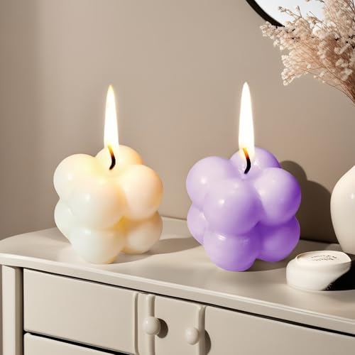 6-in-1 Mini Soy Wax Candles Gift Set – Eco-Friendly Aromatherapy, Lavender/Peach/Sea Salt Scents, Bubble Shaped Decorative...