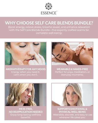 Essence Nasal Diffuser Self Care Bundle – Essential Oil Silicone Nose Rings for Stress, Energy & Mental Clarity – Wearable...