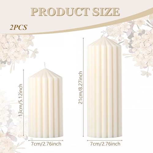 SRCVYLT 2 Set Scented Pillar Candles, White Soy Wax Pillar Candles 5.1/8.3 Inches Decorative Gift Set for Weddings Home Bi...