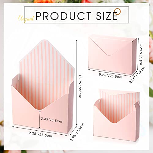 Geyee 10 Pcs Mother's Day Florist Bouquet Envelope Boxes Pink Flower Bouquet Packaging Gift Paper Wrapping Flower Bags for...