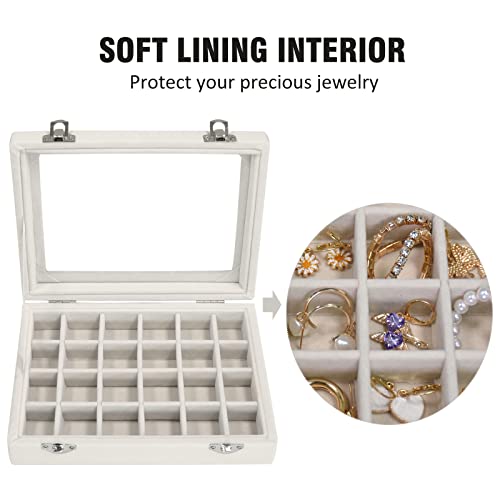 Vicoter Velvet Jewelry Box 24 Grid Jewelry Ring Display Organiser Box Tray Holder Earrings Storage Case for Girls Wife Mom...