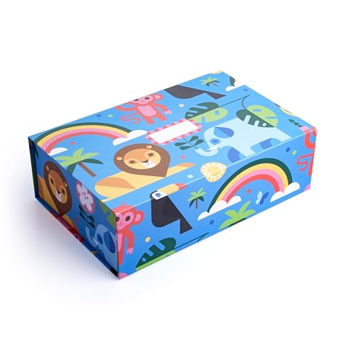 Sorarto Birthday Box for Kids – Jungle Animal Memory Box for Keepsakes with Magnetic Lid – Sturdy Decorative Gift Box for ...