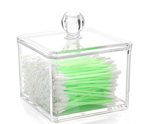 Kamay's Transparent Cotton Ball Pad Swabs Make Up Pads Dispenser Holder Organizer Container with lid Multifunction Acrylic...