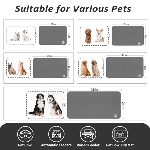 HotLive Dog Food Mat - Absorbent Cat Mat for Food and Water, No Stains Pet Feeding Bowl Mat, Easy to Clean Pet Placemats, ...