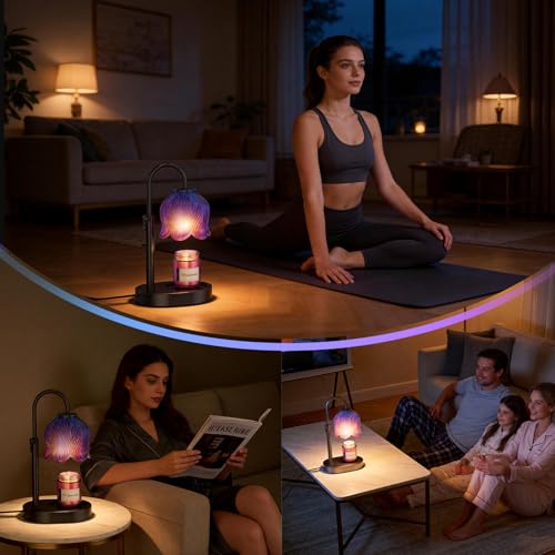 WYghyronic Candle Warmer Lamp with Adjustable Height - Flameless 4-Level Dimmable Wax Warmer, Timer Function & Stylish Des...