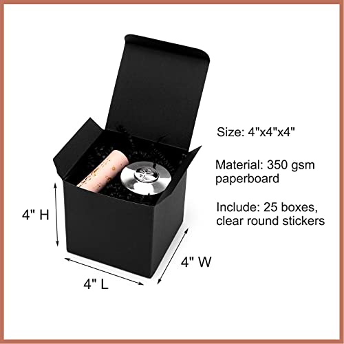 Mcfleet Black Gift Boxes with Lids 4x4x4 Inches 25 Pack Groomsmen Proposal Cardboard Craft Gift Box for Christmas, Weddin...