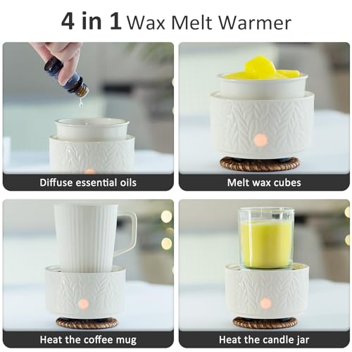 EQUSUPRO Wax Melt Warmer for Scented Wax Melts 3-in-1 Electric Ceramic Candle Wax Warmer Burner Fragrance Wax Melter for H...