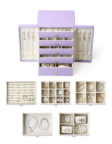 AOSIFIEL Cute Jewelry Box for Women teen Girls Jewelry Organizer Large Jewelry Organizers and Storage Faux Leather Jewelry...