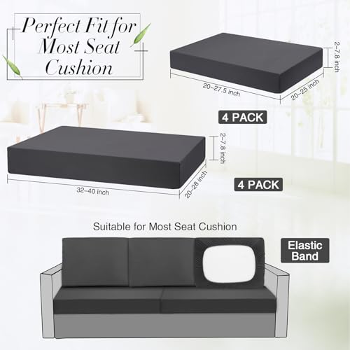 Newwiee 8 Pcs Stretch Patio Outdoor Cushion Covers Replacement for 4 Backrests and 4 Patio Cushions Covers, Waterproof Cou...