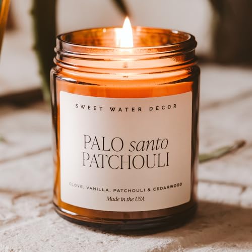 Sweet Water Decor Palo Santo Patchouli Soy Candle - Black Pepper, Clove Leaf, Nutmeg and Lavender Scented Candles for Home...