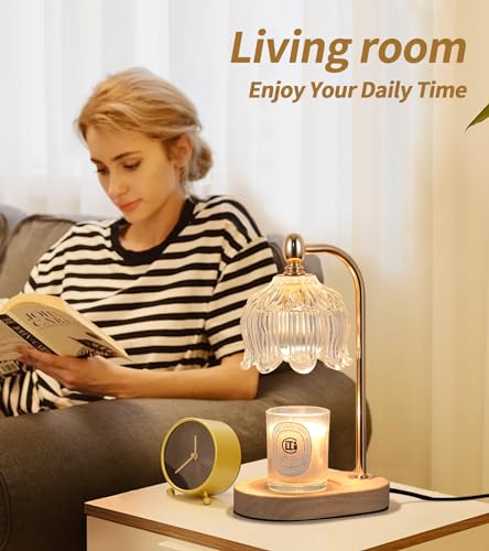 MEIXISUE Candle Warmer Lamp with Timer and Dimmer,Electric Gold Light Gifts for Women Melt Wax Warmer Lamp with 2 Bulbs fo...