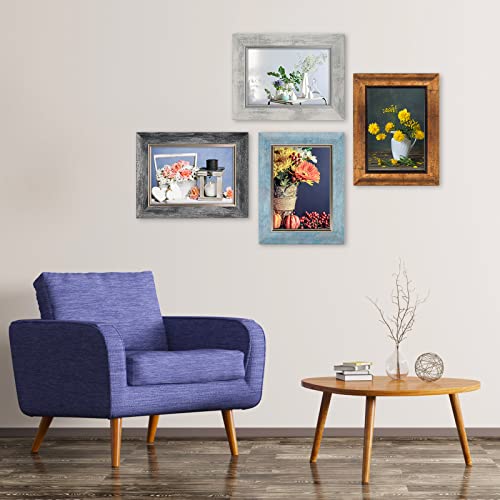 XUANLUO 5x7 Picture Frames Set of 4 Rustic Retro Photo Frame with HD Plastic Cover for Wall Mount and Tabletop Display Fam...