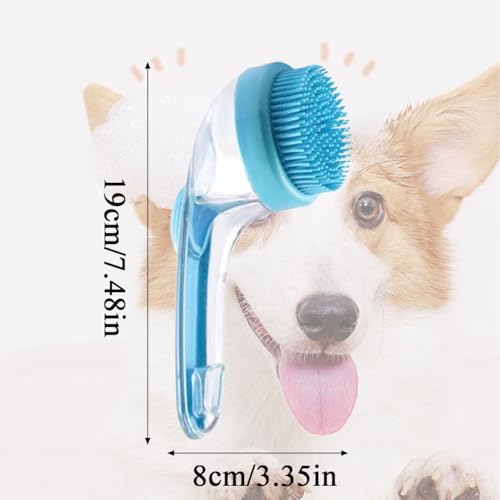 Dog Bath Brush, 2 in 1 Pet Bath Brush Soft Dog Scrubber for Bath with Built-in Shampoo Dispenser for Long Short Haired Dog...