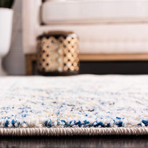 SAFAVIEH Madison Collection Area Rug - 10' x 14', Grey & Ivory, Snowflake Medallion Distressed Design, Non-Shedding & Easy...