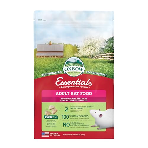 Oxbow Essentials Rat Food, Pet Food for Adult Rats, All-Natural Vitamin & Mineral Rich Formula, Veterinarian Recommended, ...
